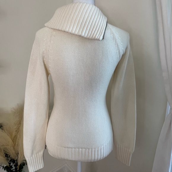 Cream Mode International Zipper Sweater Size Small 60% Acrylic 40% Cotton - Picture 2 of 5